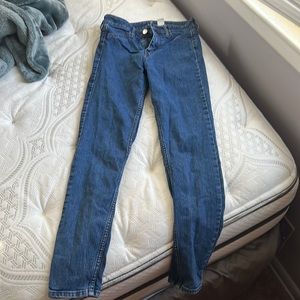 Plain blue skinny jeans